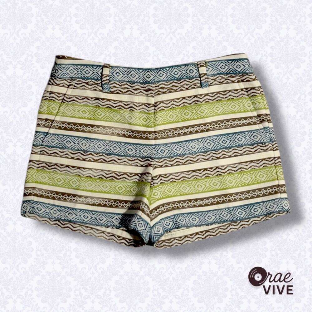 LOFT The Riviera Women's Short Size 0 Green Blue Boho Embroidery